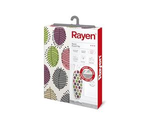 Rayen 6155.17 Funda Tabla de Planchar Universal, Ajuste EasyClip, 2 Capas Espuma y Tejido 100% Algodón, Gama Basic, Color Leaf Print, 126 x 40 cm