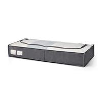 Rayen - Caja de almacenaje de ropa y mantas de cama. Bolsa de tela para ropa con cremallera, rejilla transpirable, plegable y resistente. 45 x 103 x 16 cm. Gris Oscuro/Translúcido