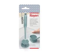 Rayen - Cepillo de Cocina Multifuncional, Mango Ergonómico Soft-Touch, Limpiador de Superficies Antiadhesivas, No Raya, Rascador Integrado para Restos Incrustados, Color Azul, Medidas 27x6x3.8 cm