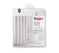 Rayen | Cortinas de Baño | Cortina para Ducha o Bañera | Impermeable | Poliéster | Secado Rápido | Opaco | Argollas PVC | Incluye 12 Ganchos | 180 x 200 cm | Blanco con Celdas Azules