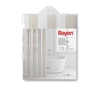 Rayen | Cortinas de baño | Cortina para Ducha o Bañera | Impermeable | PVA | Translúcido | Argollas PVC | Incluye 12 Ganchos | 180 x 200 cm | Rayas Beige y Transparentes