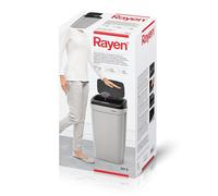 Rayen | Cubo de Basura Automático con Sensor de Apertura |Cubo para Cocina | Sensores Infrarojos | Prolipopileno | Tapa Desmontable | Gris/Negro | 30 L | 63.5 x 33.5 x 25 cm