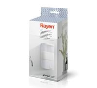 Rayen | Dispensador de Jabón Transparente, Fácil Limpieza y Relleno, Doble Método de Instalación, 9x8x18,8cm, Blanco