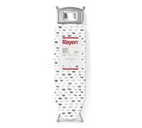Rayen | Tabla de Planchar - Gama Basic | Altura Regulable | Malla Metálica | Reposa-Planchas | Estructura Gris y Funda Estampado Blanco | Medidas: 120 x 38 cm