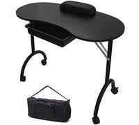 RayGar Portátil Plegable Móvil Manicure Uña Escritorio Arte Salón De Belleza Mesa Negro