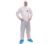 Raygard Dust Polipropileno Overpalable con manguitos elsticos de cap Hazmat trajes para pintura en aerosol industrial (blanco xx-larga)