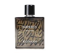 Rayhaan Imperia Eau de Parfum Spray Unisex 3.4 Oz | Perfume de larga duración | Bergamota, Lavanda, Armoise, Miel, Vainilla, Tonka, Benzoin | Elegante frasco de perfume con Kajal