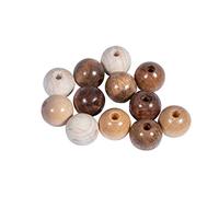 Rayher 12210505 - Mezcla de perlas de madera FSC 100%, 12 mm de diámetro, tonos naturales, 12 mm de diámetro