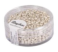 Rayher 14307102 - Cuentas metálicas de 17 g, Caja de 2,6 mm, Bote de 17 g, Color Blanco