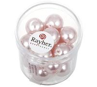 Rayher 14404258 Renaissance - Perlas de cera de cristal, 12 mm de diámetro, caja de 21 unidades, color rosa
