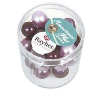 Rayher 14434000 Renaissance Cristal Perlas de Cera, 32 Unidades 10 mm, con Orificio grande, Lila Mix