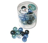 RAYHER 14474000 - Perlas de cera de cristal renacentista semitransparentes con agujero grande de 10 mm, dosis 32 Stück, mezcla de türkis