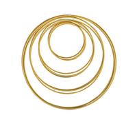Rayher 25211616 Aros de metal dorados en 4 tamaños, 3 mm grosor, 12 unidades. Aros para manualidades