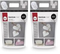 Rayher 3410302 Raysin 100 Polvo para moldear, 1kg, Blanco, sin Olor, Secado al Aire Libre (Paquete de 2)