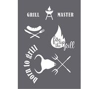 Rayher 45114000 Plantilla "Grill Master" A4, 1 plantilla+1 escobilla de goma, bolsa de pestañas