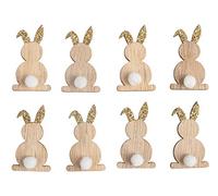 Rayher 46588617 Figuras de madera de conejos Pascua, con purpurina, 4,5 cm, 8 ud, con adhesivo