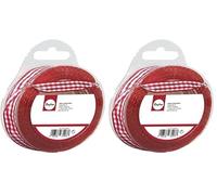 Rayher 5540818 Cuadros de Banda, 9,5 mm, SB de Rollo 10 m, Rojo (Paquete de 2)