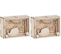Rayher 62924505 Set construcción cajita diorama Bebé con compartimento para regalo, de madera, 11,5x8,5x5cm, 15 piezas. (Paquete de 2)