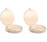 Rayher 62946505 - Caja de madera para dientes de leche FSC100%, 12 cm de diámetro, color natural (Paquete de 2)