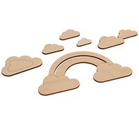 Rayher 62983505 Adornos de madera de arcoíris y nubes, 16,8x8,3 cm, 6 piezas, decoración de madera