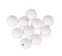 Rayher 63076102 Pack de 6 bolas de madera con agujero, blanco mate, 25 mm ø, para manualidades