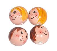 Rayher 63079000 Cabeza de Bola de Madera, niña y niño, 23 mm de diámetro, 2 diseños, Pintada a Mano, 4 Unidades, Natural, Normal