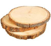 Rayher 65201000 Pack de 3 rodajas madera, 100% natural, 10-12 cm diámetro, 1 cm grosor