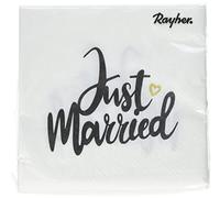 Rayher 75441000 - Servilletas de papel con motivo "Just married", bolsa de 20. Para fiestas.