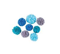 Rayher 76013376 - Pompones de tul blando (4 cm de diámetro y 5 cm de diámetro), color azul y gris