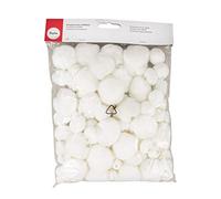 Rayher 76014102 - Pompones para enhebrar, Color Blanco, 4 tamaños: 15+20+25+38 mm, 100 Unidades, Natural, Normal