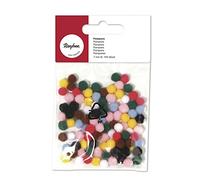 Rayher 7657549 - Pompones 100 Unidades, 7 mm, Colores Surtidos