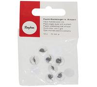 Rayher 8960701 Ojos móviles de plástico con pestañas, 10 mm de diámetro, para Pegar, SB