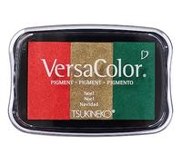 Rayher Almohadilla tinta para sellos Versacolor, 3 tonos, rojizo, dorado, verde, 4,7x7,5cm, 29250999
