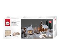 Rayher Alpendorf 63157505 - Juego de construcción 3D (madera, certificado FSC, 40 x 14,5 x 20 cm, 94 piezas, incluye plato giratorio, decoración navideña)
