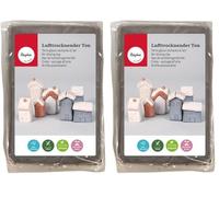 Rayher Arcilla de secado al aire, color gris, 1 kg, apta para cocer, 3450125 (Paquete de 2)