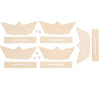 Rayher Barcos de vela de madera, 5 ud 11,5x4 cm, 15 piezas, set DIY, barcos decorativos, 64660505