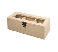 Rayher Caja para té de Madera, con 3 Compartimentos, Tapa y Cierre, 21,5x9x7 cm, 62598000