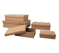 Rayher Cajas papel maché rectangulares, 5 ud, 10x7 - 26x17 cm, personalizables, 67384000