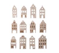 Rayher Casas nórdicas Piezas Fieltro, 3,5-4,2 cm, + Punto Pegar, Bolsa 12uds, Marrón, 46808000