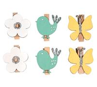 Rayher Clips de Madera Mariposas + Pájaros, 3-3,5cm, 6 uds, Coloreado, 46646999