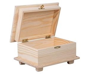 Rayher Cofre madera con tapa y cierre, 10,5x19x13,5 cm, decoración y almacenaje, 64509505