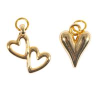 Rayher Colgantes metálicos corazón + Doble Cora, 11x16+10x18mm, Anilla 5mm, Bolsa 2uds, Oro, 22962616