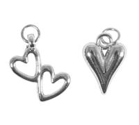 Rayher Colgantes metálicos corazón + Doble Cora, 11x16+10x18mm, Anilla 5mm, Bolsa 2uds, Plata, 22962606