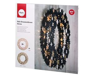 Rayher Corona de madera para decoración, estrellas, 35 cm ø, 4,8 cm, personalizable, 62902505