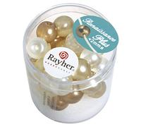 Rayher - Cuentas de cera de cristal Renaissance, semitransparentes, 10 mm, con agujero grande, caja de 32, mezcla de blanco/beige
