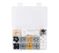 Rayher Cuentas de silicona para bebés, negro, gris, metalizado y blanco, caja de 61 piezas, 14860576