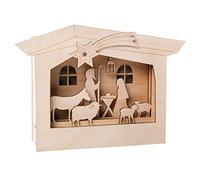 Rayher Escena de madera 3D, portal de Belén, 13 piezas, 24x24x6,5 cm, manualidades Navidad, 62889505