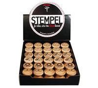 Rayher Estuche 30 sellos 'Baby', 6 dibujos de bebés y nacimientos, 30 mm ø, asa de madera, 28946000