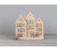 Rayher FSCMixCred 62891505 - Casas de madera (18 piezas), diseño de pueblo navideño