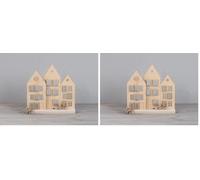 Rayher FSCMixCred 62891505 - Casas de madera (18 piezas), diseño de pueblo navideño (Paquete de 2)